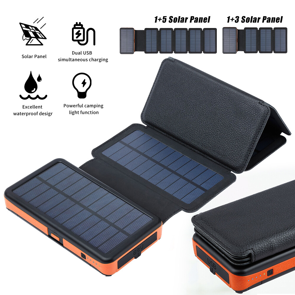 46800mAh Solar Power Bank Folding 6 Solar Panel Portable Charger For Cell Phone
