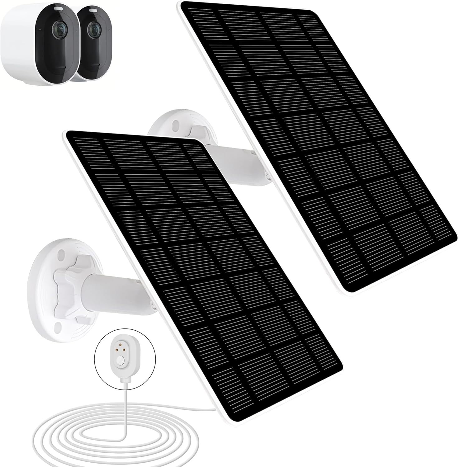 2-Pack Solar Panel Charger for Arlo Camera, 5W Solar Panel Compatible /Pro 4/…