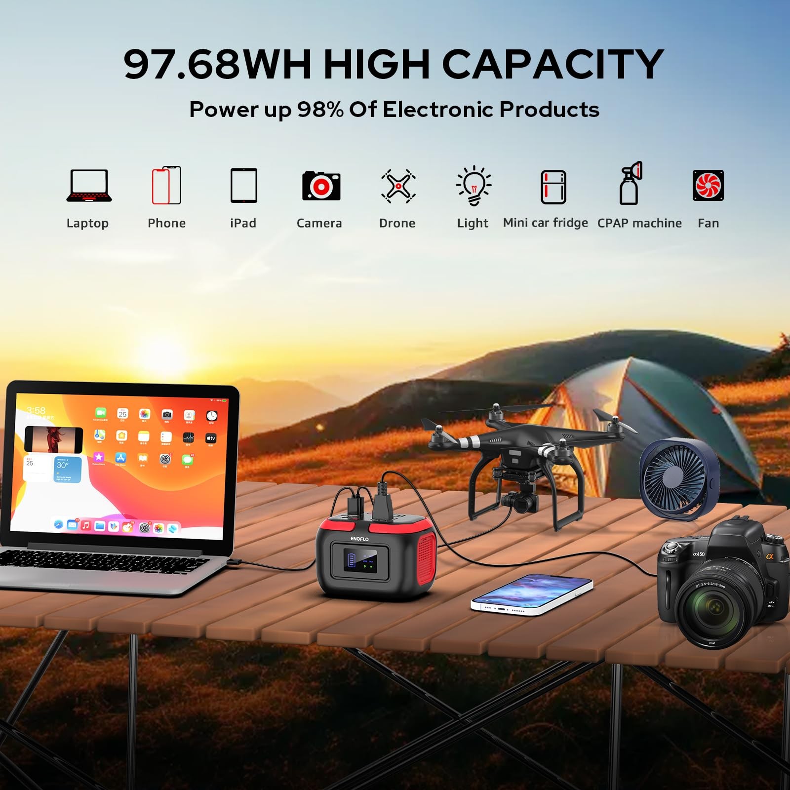 Portable Power Station, 97.68Wh Solar Generator, Lithium Battery Power with 1…