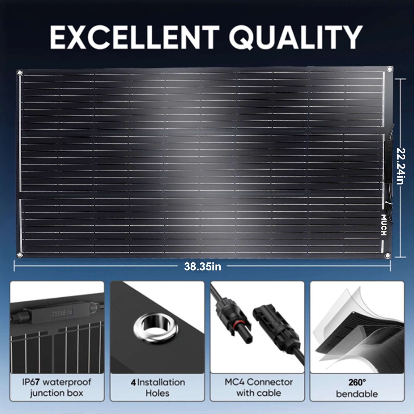 200W Flexible Solar Panel + Controller MC4 Connector RV Camping Off-Grid Rooftop