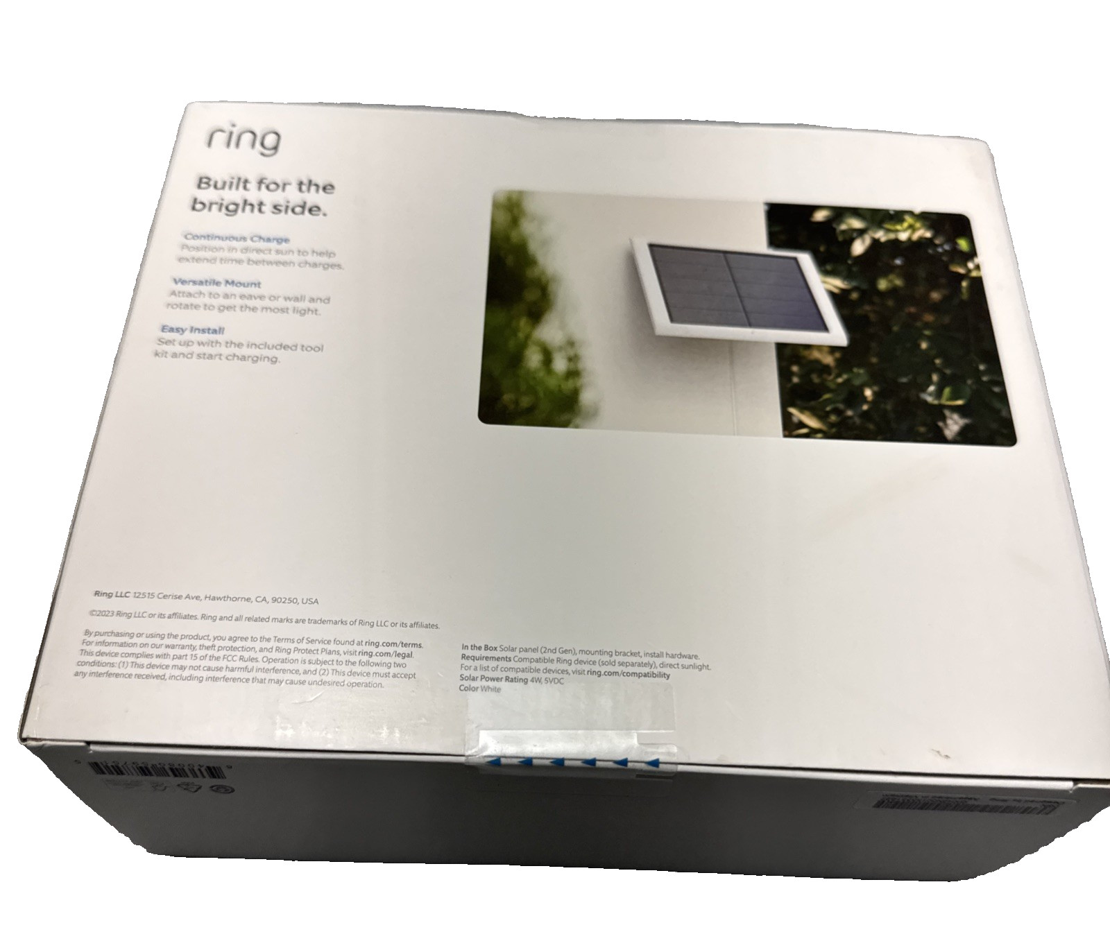 Ring 4W 2nd Generation Solar Panel for Select Ring Security Cameras Black New