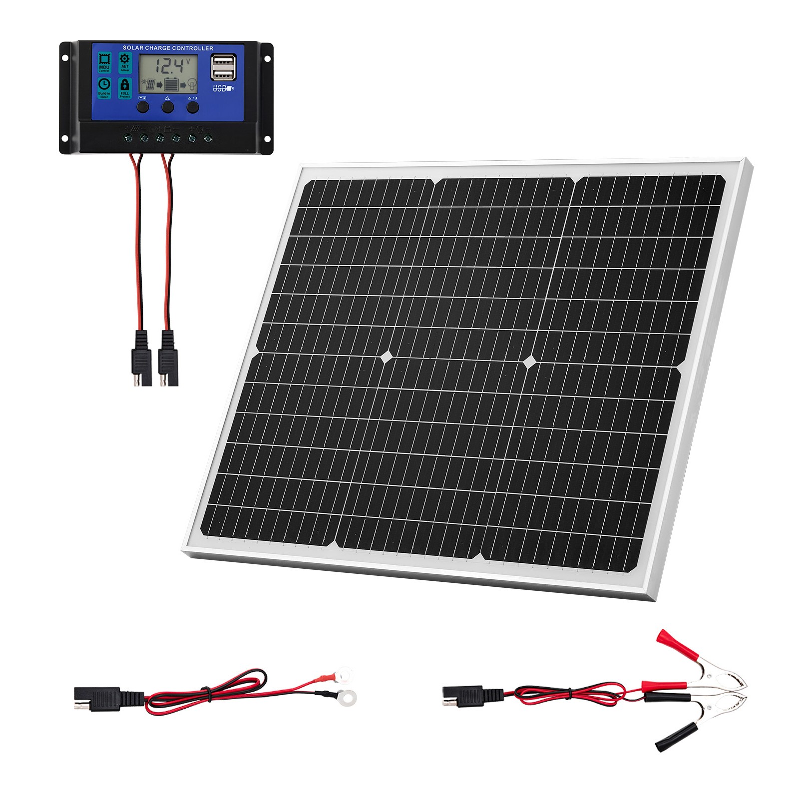 Uimoso 50W 12V Solar Charger Kit with MPPT Controller for Battery Maintenance