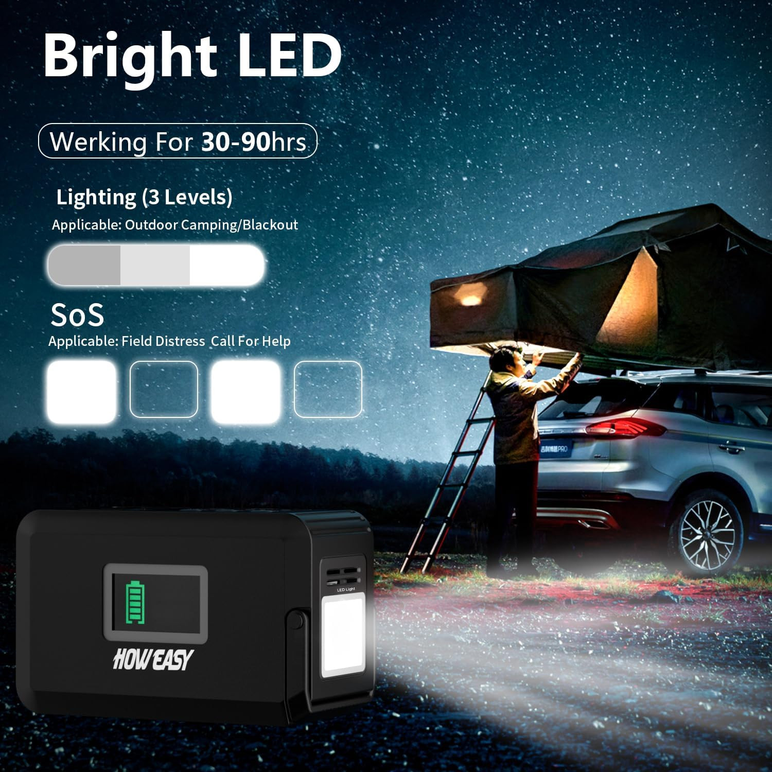 HOWEASY Portable Power Station120W(240W Peak), 24000mAh Camping Solar Generator,
