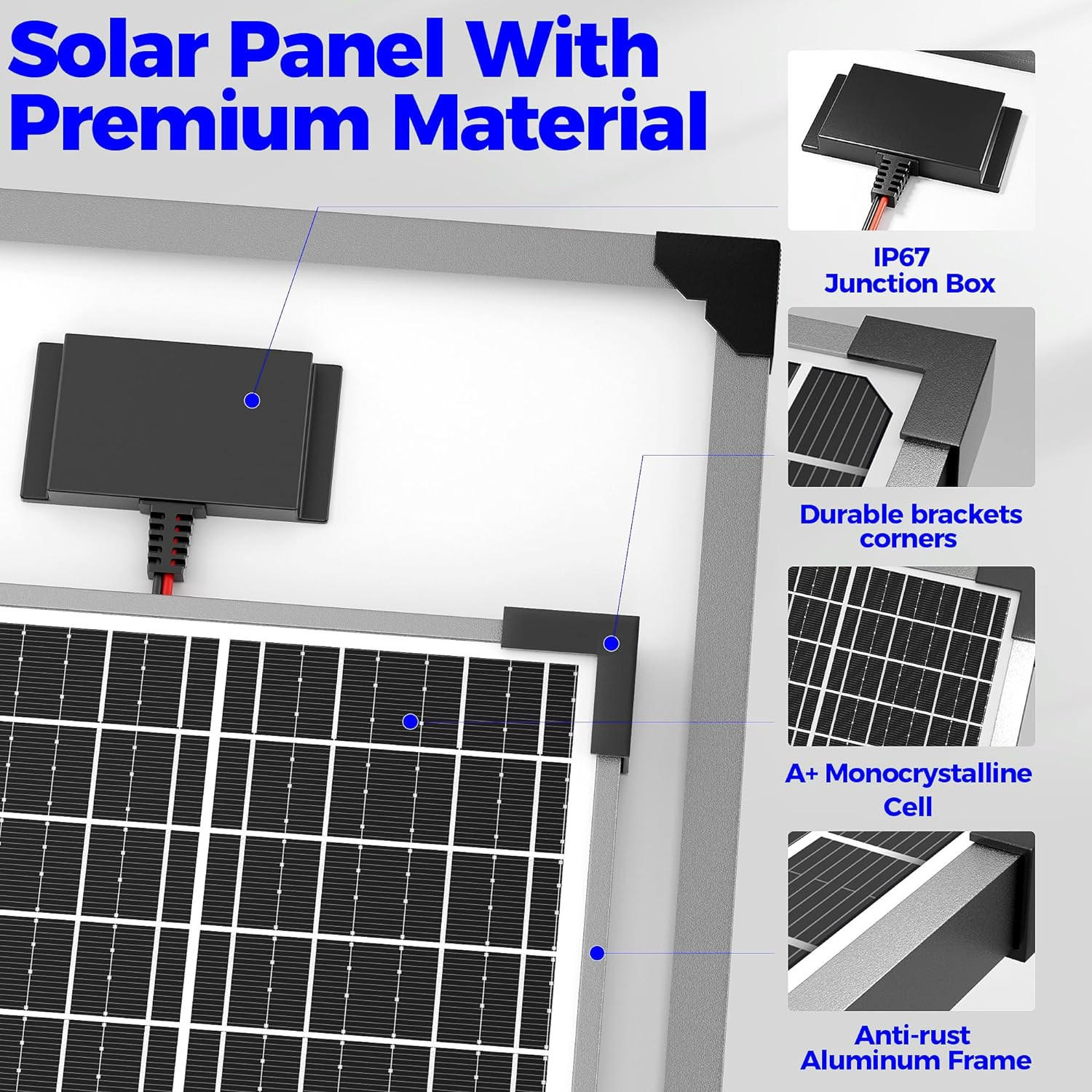 50W Solar Panel Kit, 12V Solar Battery Trickle Charger Maintainer + 10A MPPT Cha