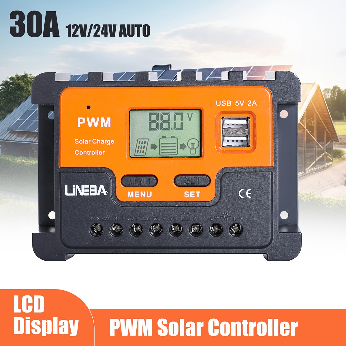 12/24V 10-100A MPPT PWM Solar Panel Regulator Battery Charge Controller Inverter
