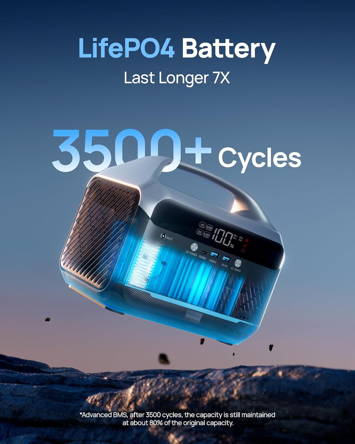 Portable Power Station, Outdoor 288Wh Lifepo4 Battery, 350W (600W Surge) Solar G
