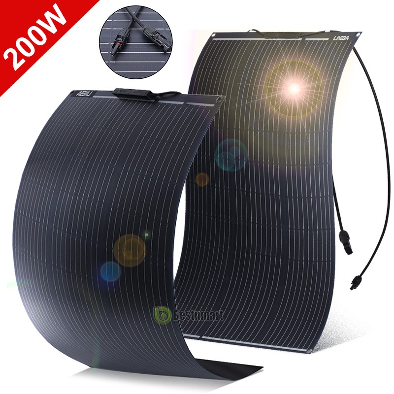 Semi-Flexible Bendable Solar Panel 200W 18V Thin Film Mono RV Boat Camper Home