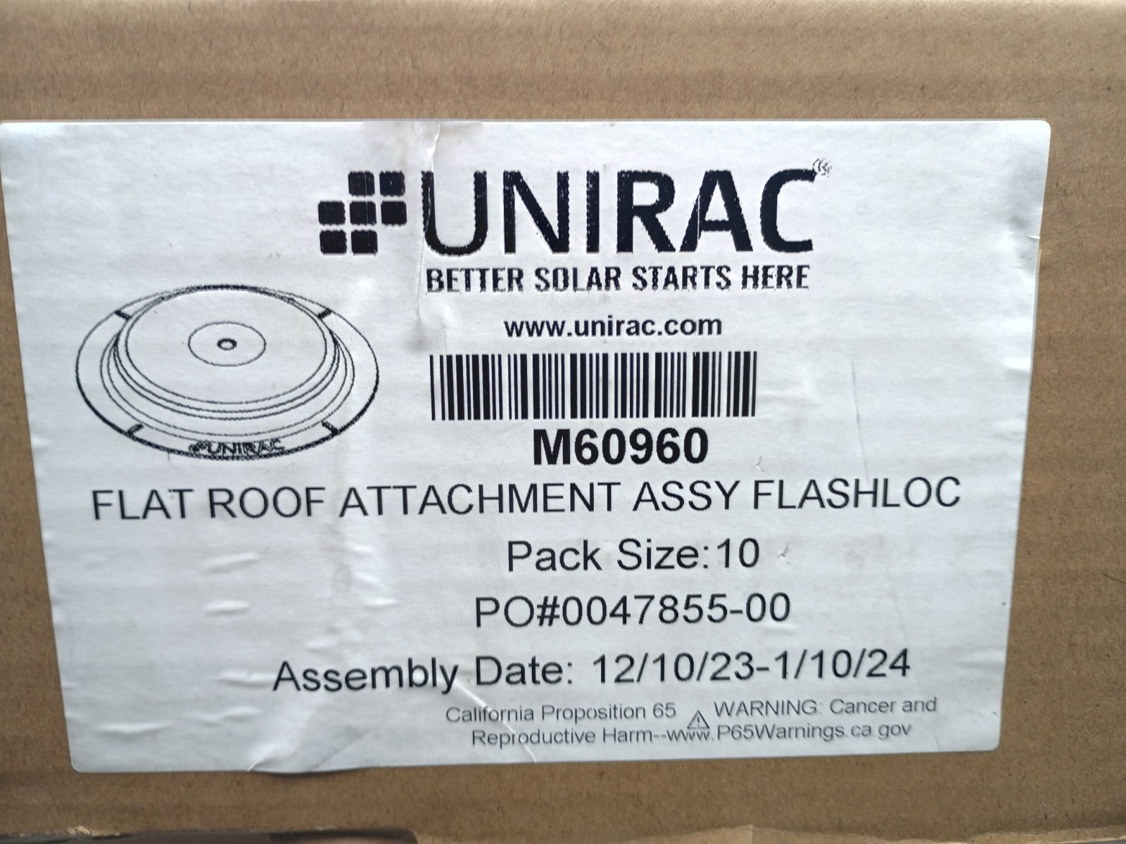 8x Unirac White Flat Roof Attachment Assemblies M60960 Solar (lot Of 8)No Screws