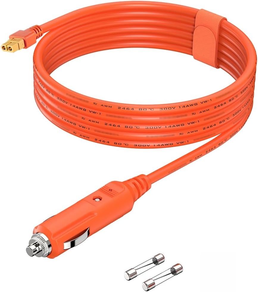XT60 Connector Car Charger Extension Cable, 14AWG 2M/6.6Ft DC Car Charging Power