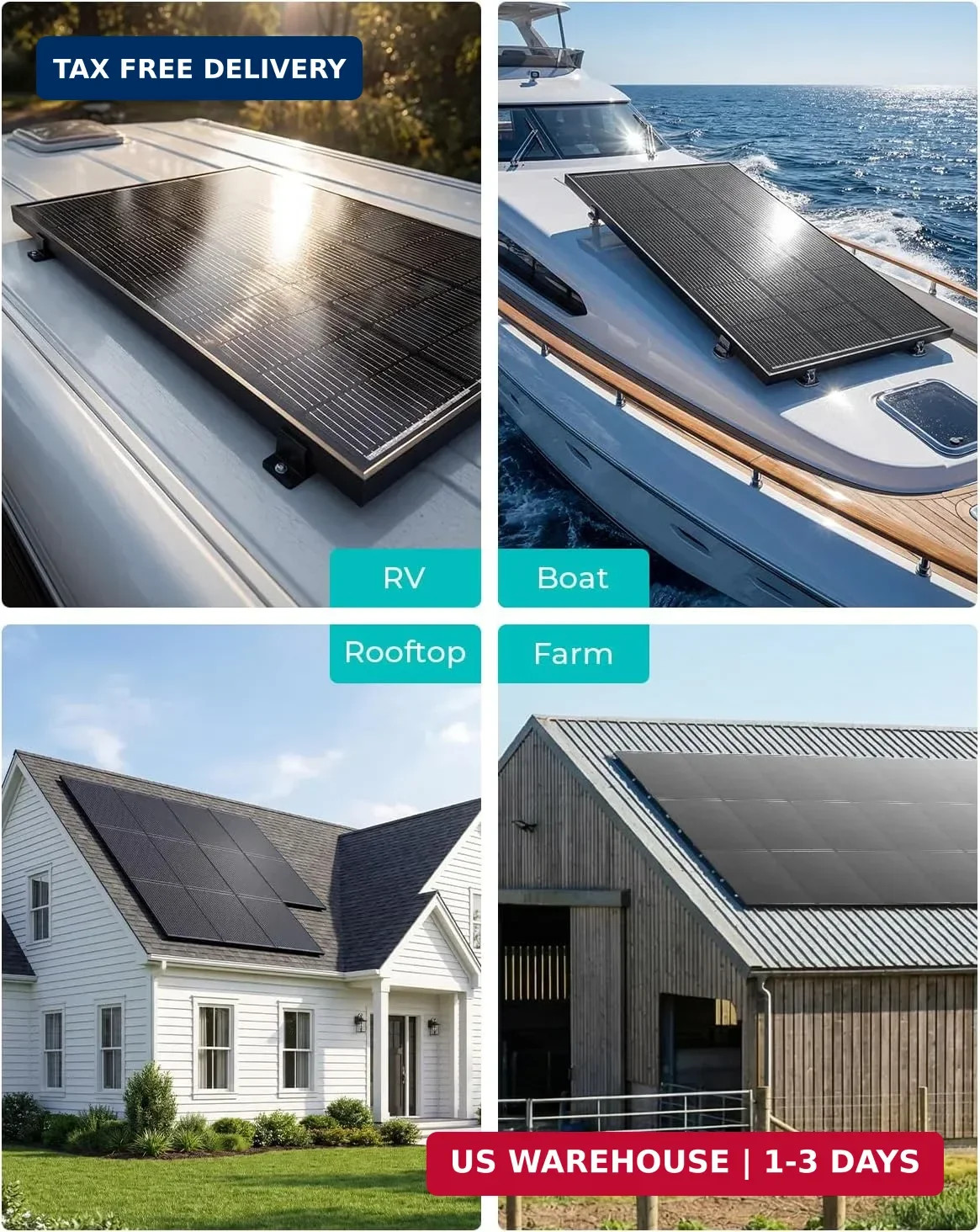 100W Solar Panel, 12V N-Type 16BB – 25.6% Efficiency for RV & Boat | Lightweight