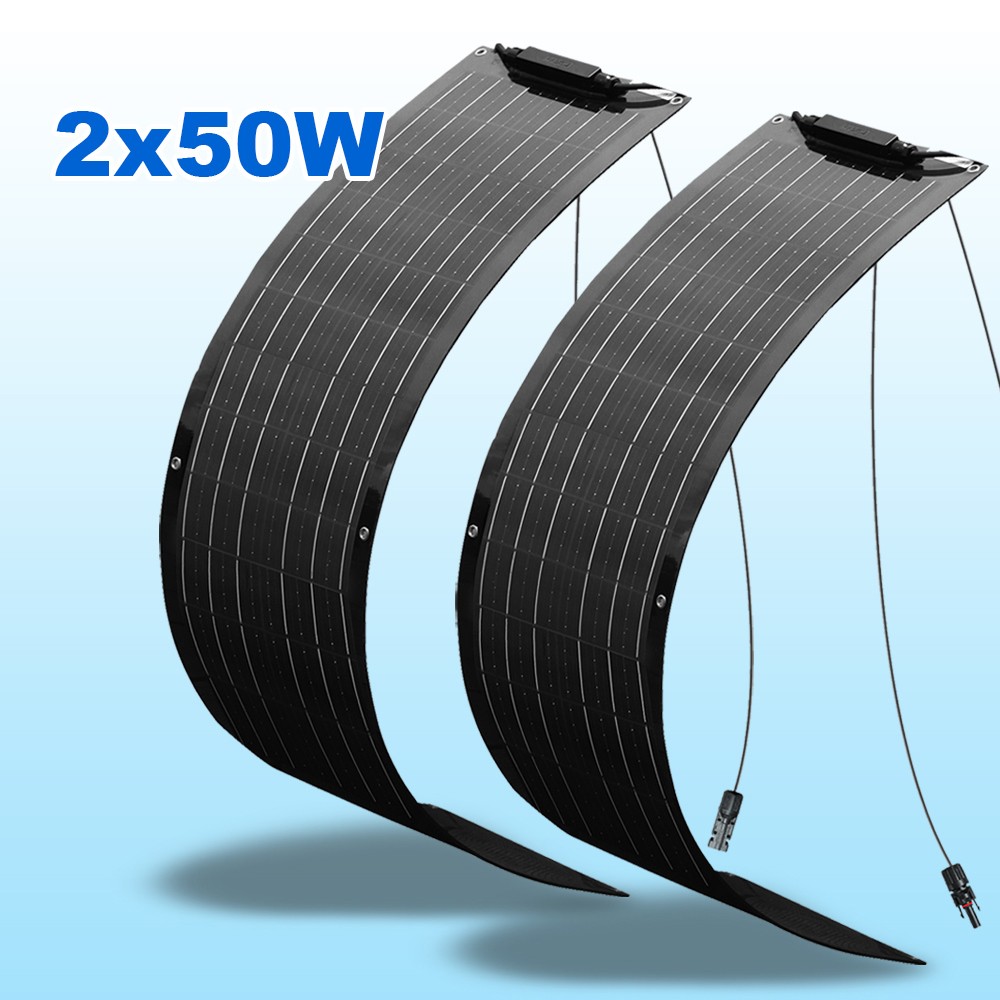 100W Flexible Solar Panel RV Camping Off-Grid Rooftop Portable Battery Charge