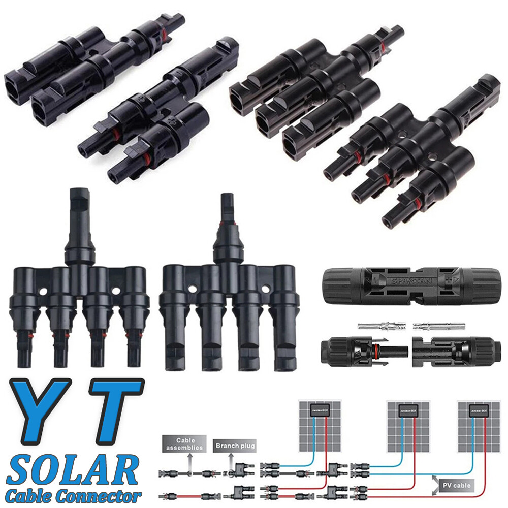 Solar Panel Y T Branch Connectors 1 to 2 1 to 3 1 to 4 IP67 Waterproof 30A MC4