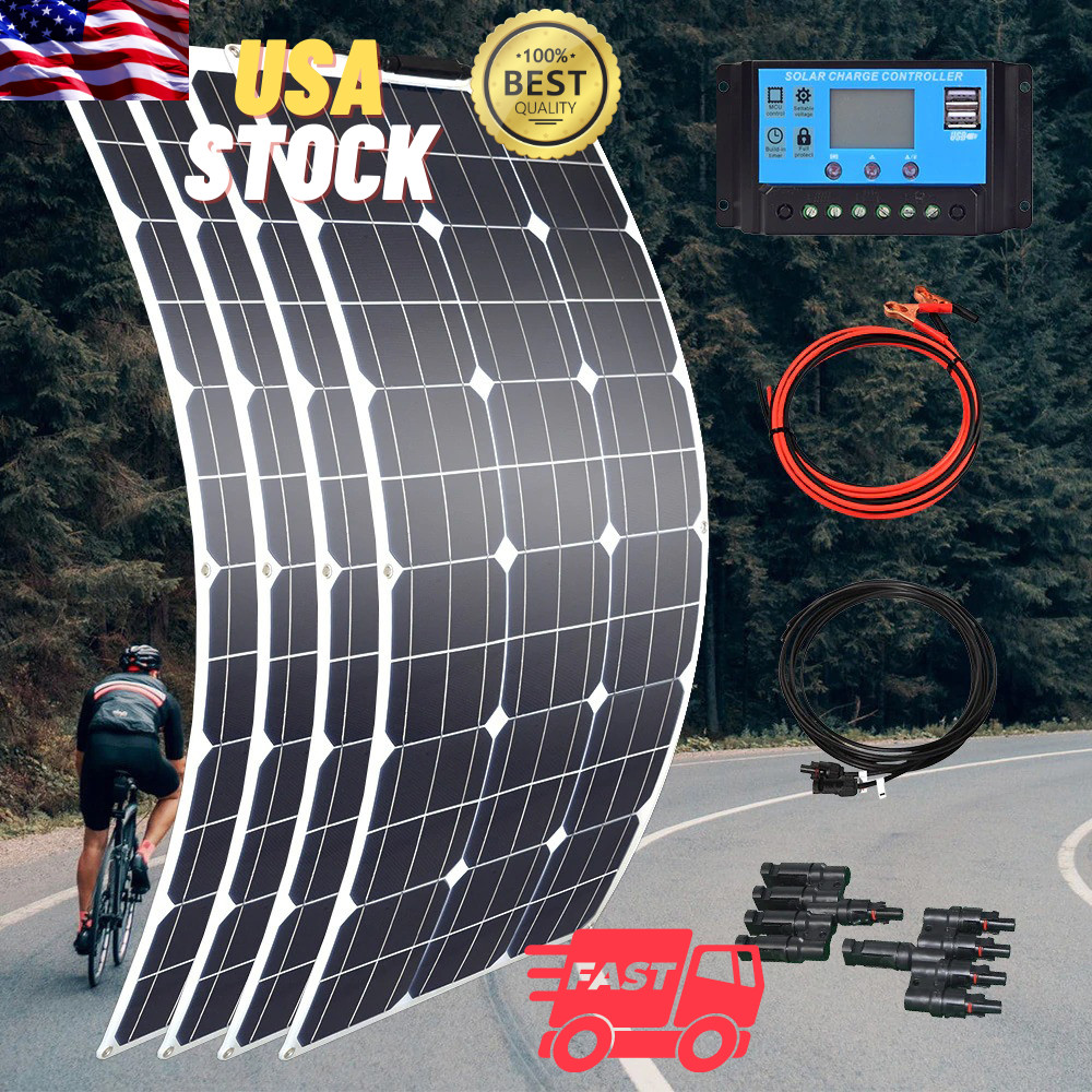 Flexible Solar Panel Kit PWM Controller 12V/24V Battery Charger DC- AC Inverter