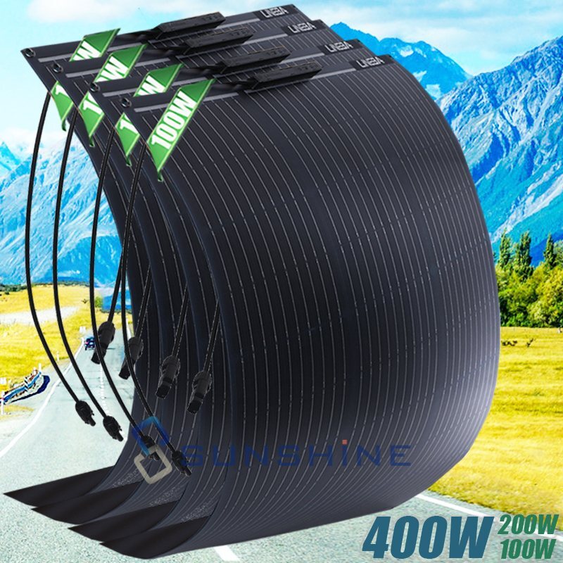 400W 200W 100W Flexible Solar Panel N-Type Mono 18V Roof RV Off-Grid Outdoors