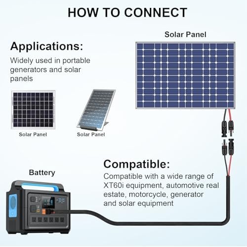 Solar Panel to XT60i Female Adapter Charging Cable for Solar Panels RV Portable