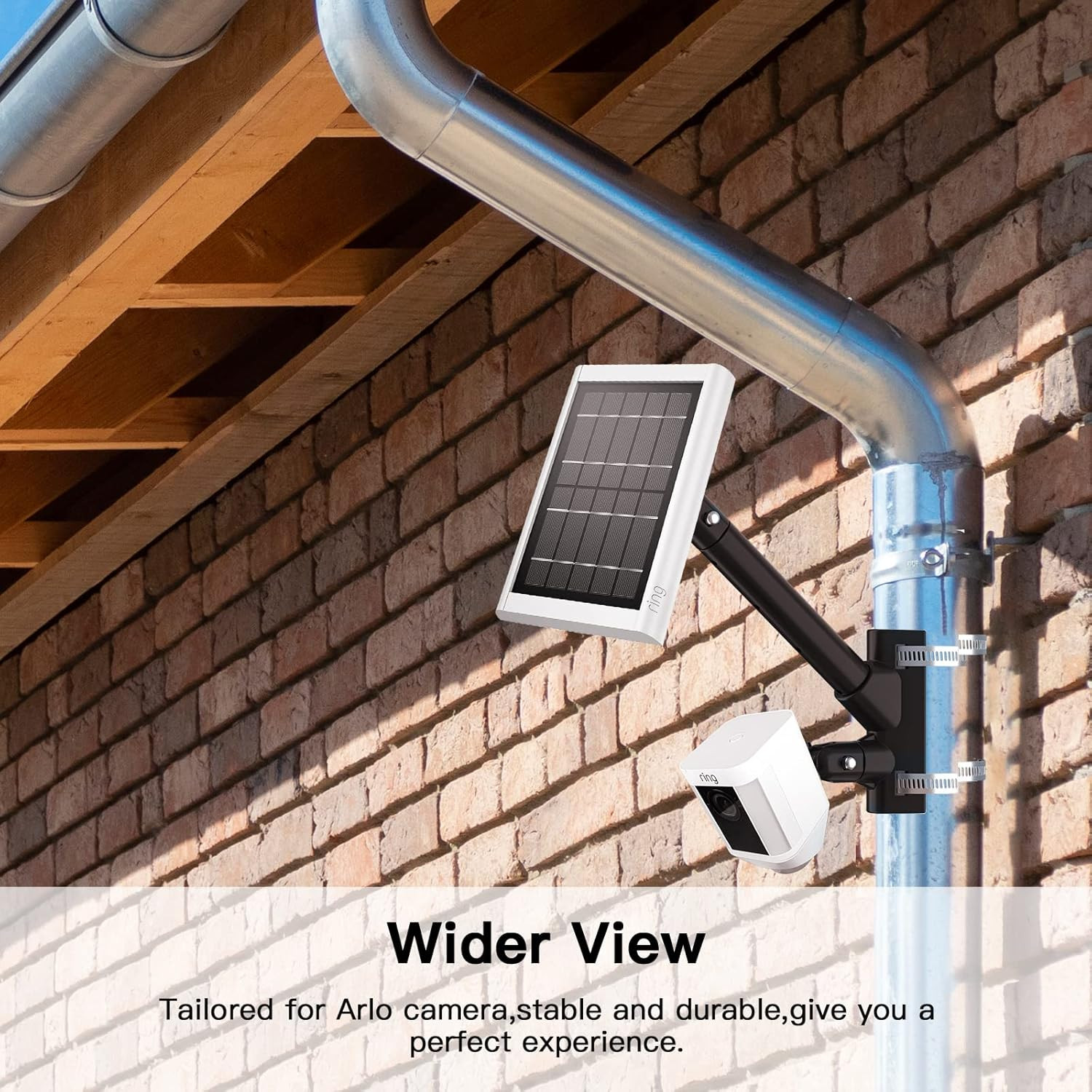 2-In-1 Pole Mounting Bracket for Ring Stick up Cam, Solar Panel and Battery Outd