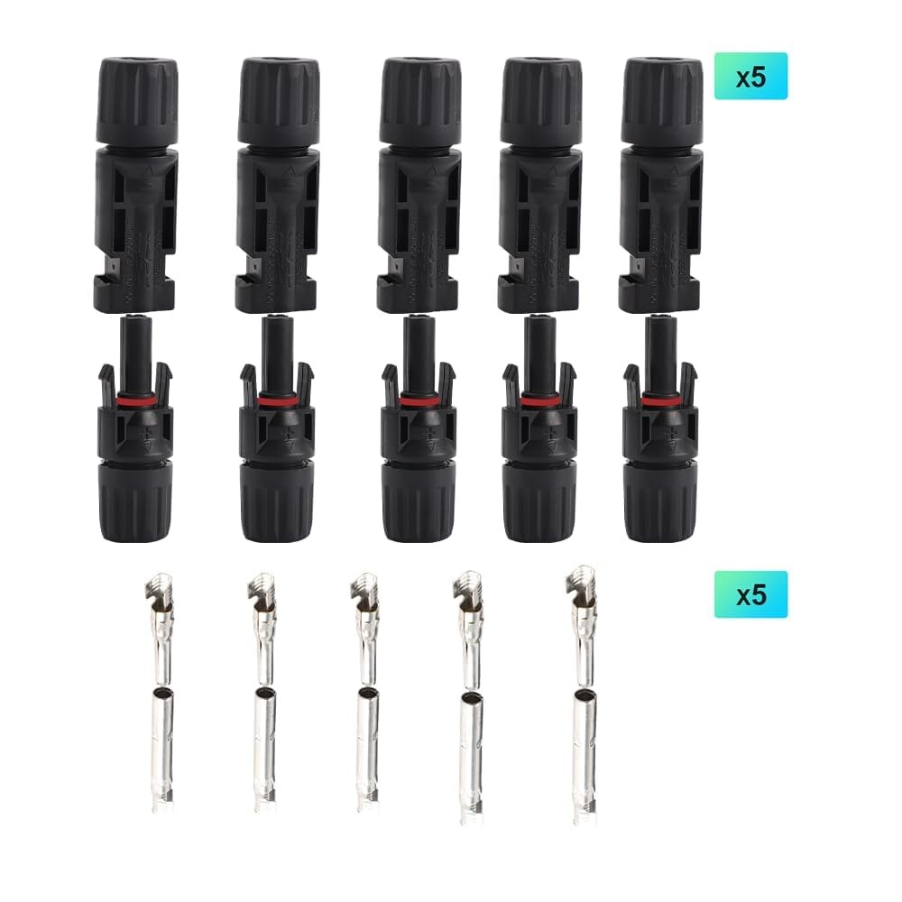 10PCS IP67 Waterproof Solar Connector Solar Panel Cable 5 Pairs PV Connectors…