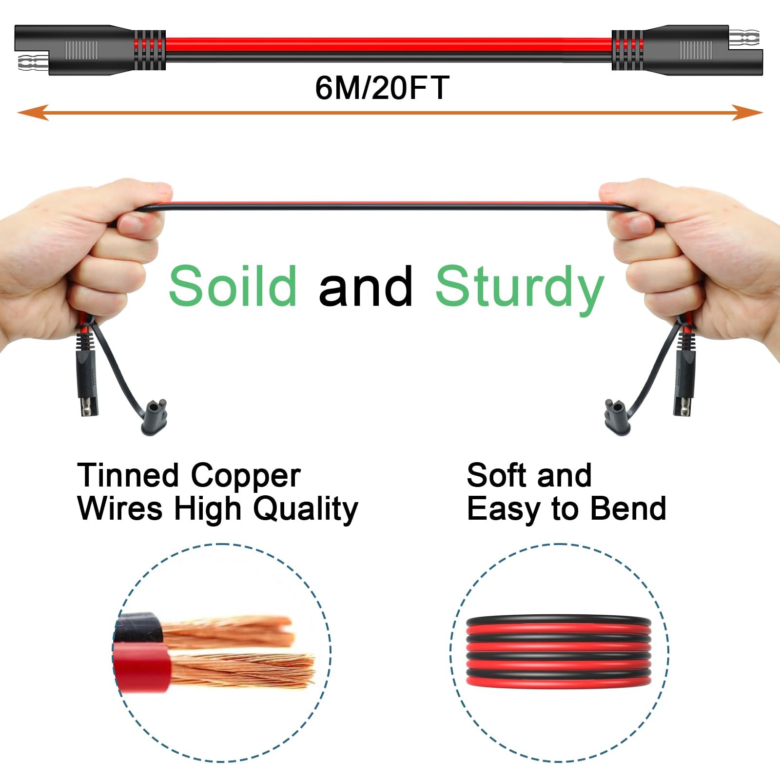 JXMXRPV 10AWG 10FT SAE Extension Cable with Quick Disconnect Connector and SA…