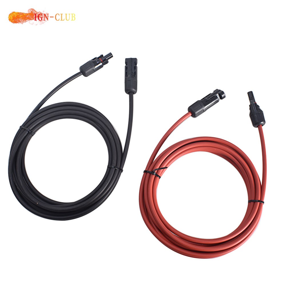1 Pair 12AWG 15 Feet Black+Red Solar Panel Extension Cable Wire Connector