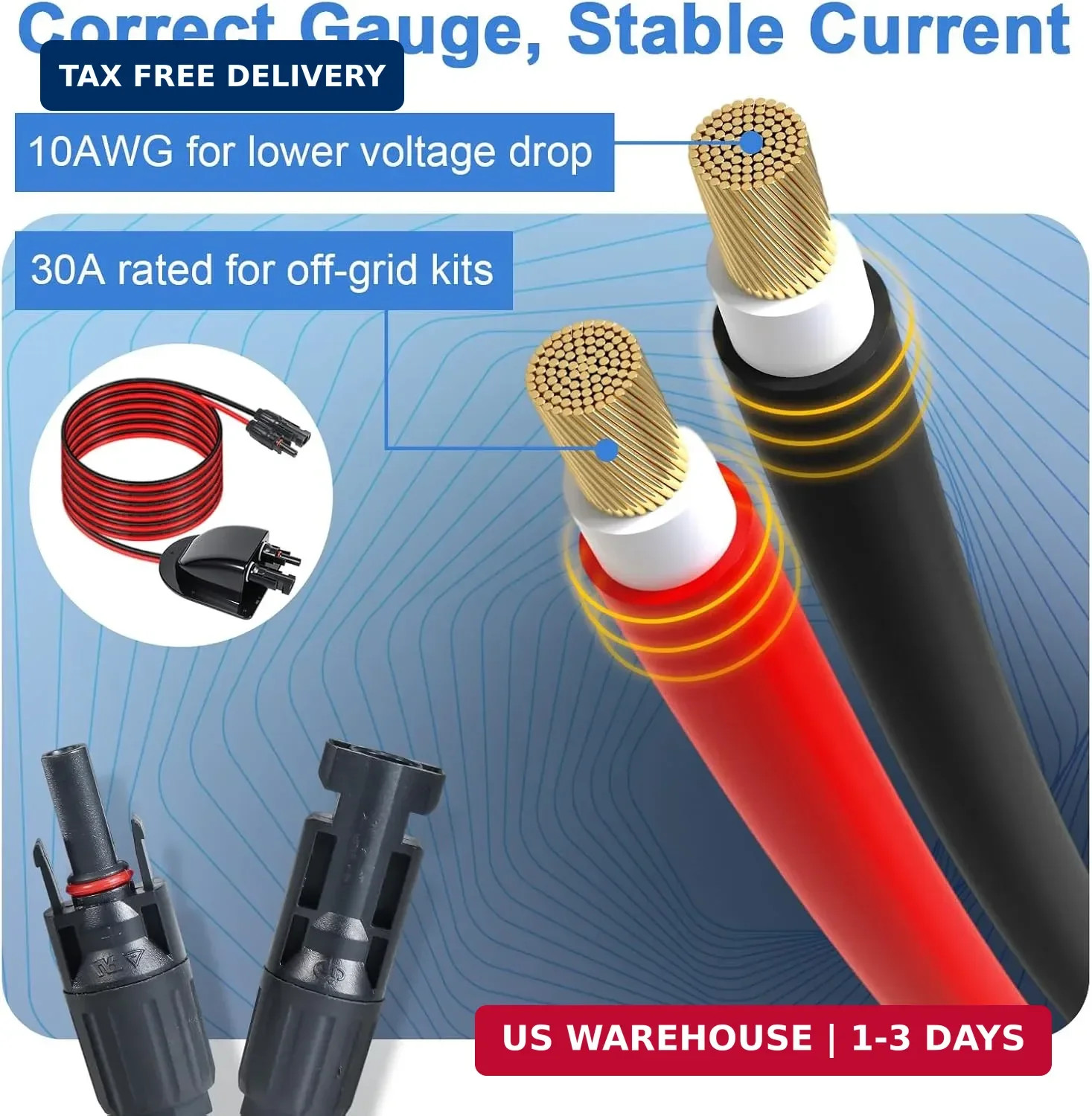Solar Cable Entry Gland with10AWG Solar Extension Cable Compatible with MC4, Wea