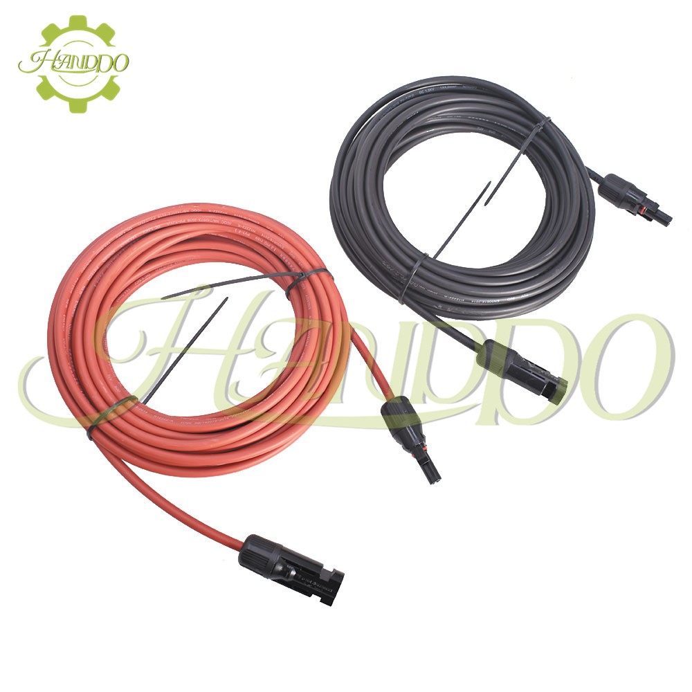 1 Pair Black + Red Solar Panel Extension Cable Wire Connector 12/10 AWG