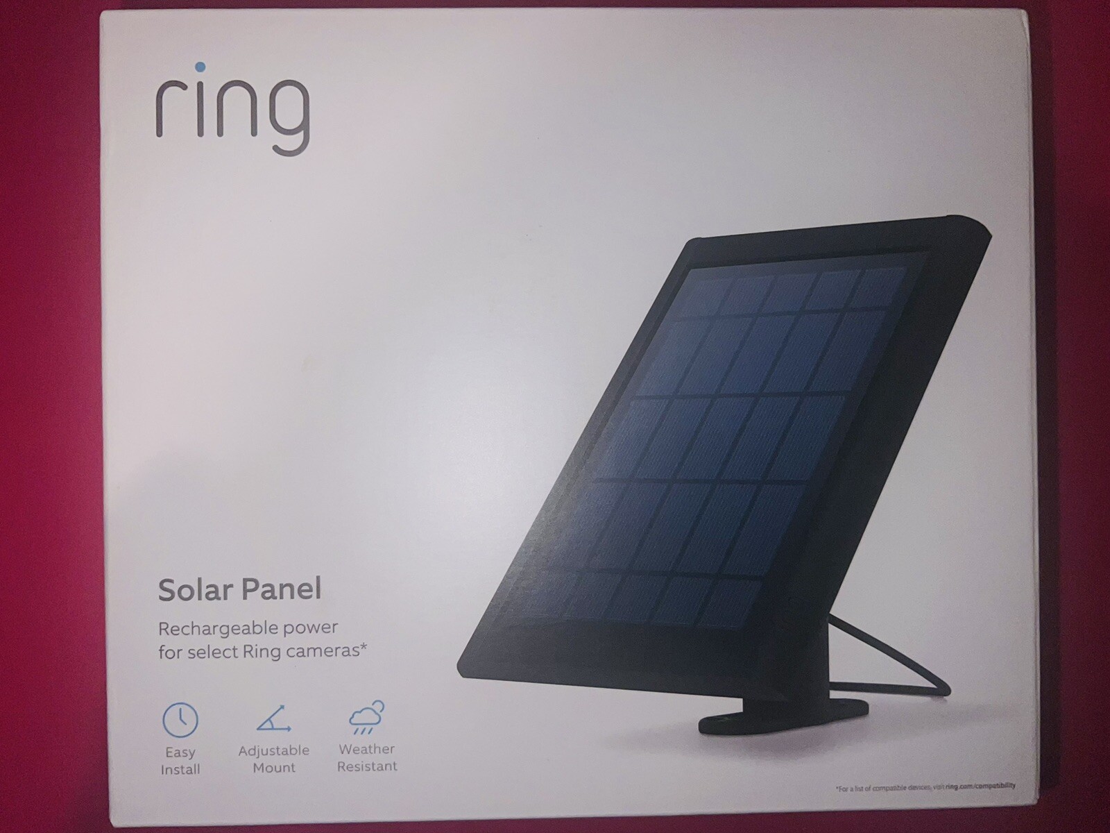Ring Solar Panel Compatible Spotlight Camera & Stick Up Cam Battery BLACK NEW