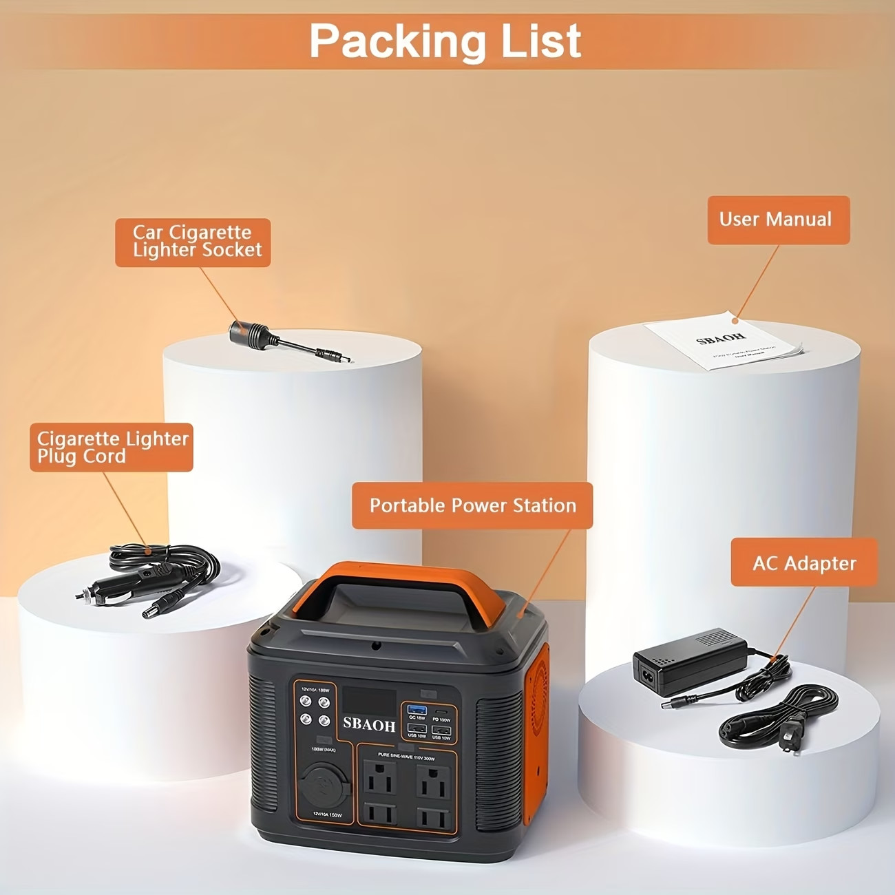 Portable Power Station, 300W 296Wh Solar Generator Quick Charge 100V AC/DC