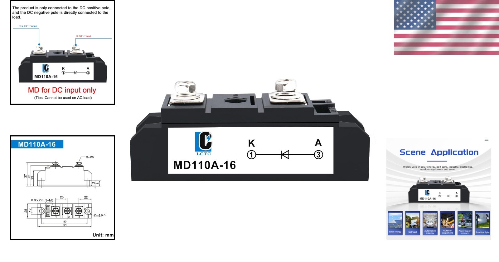 Anti-Reverse Diode for Photovoltaic Power – MD 110A100Amp-16