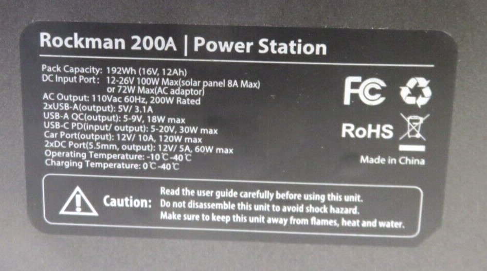 ROCKPALS Rockman 200A Portable Power Station, OPEN BOX