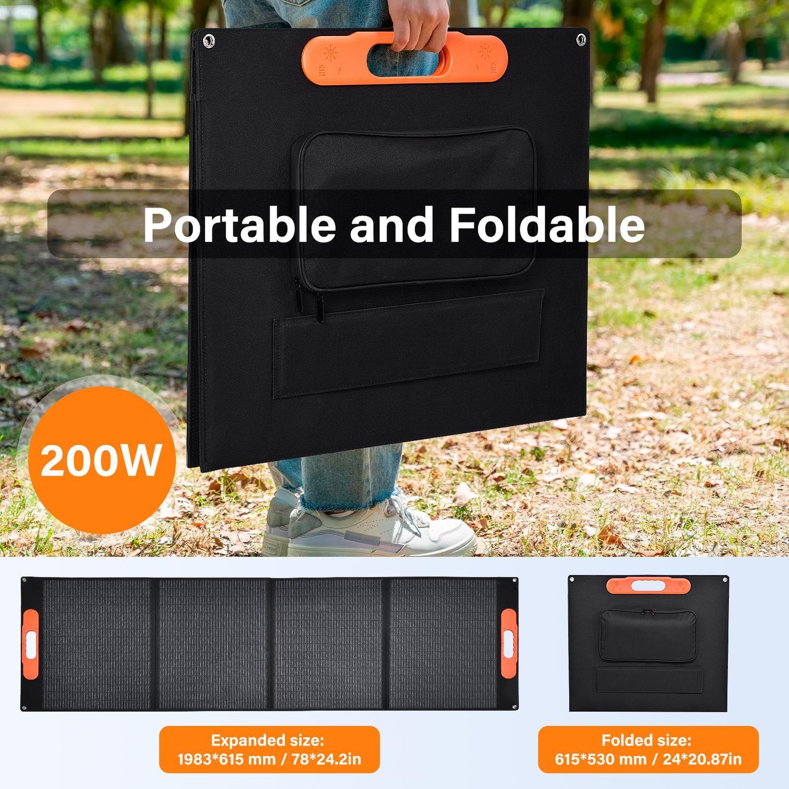 200W Solarpanel 17.6V Tragbar Faltbar Solarmodule für Camping Wohnmobil