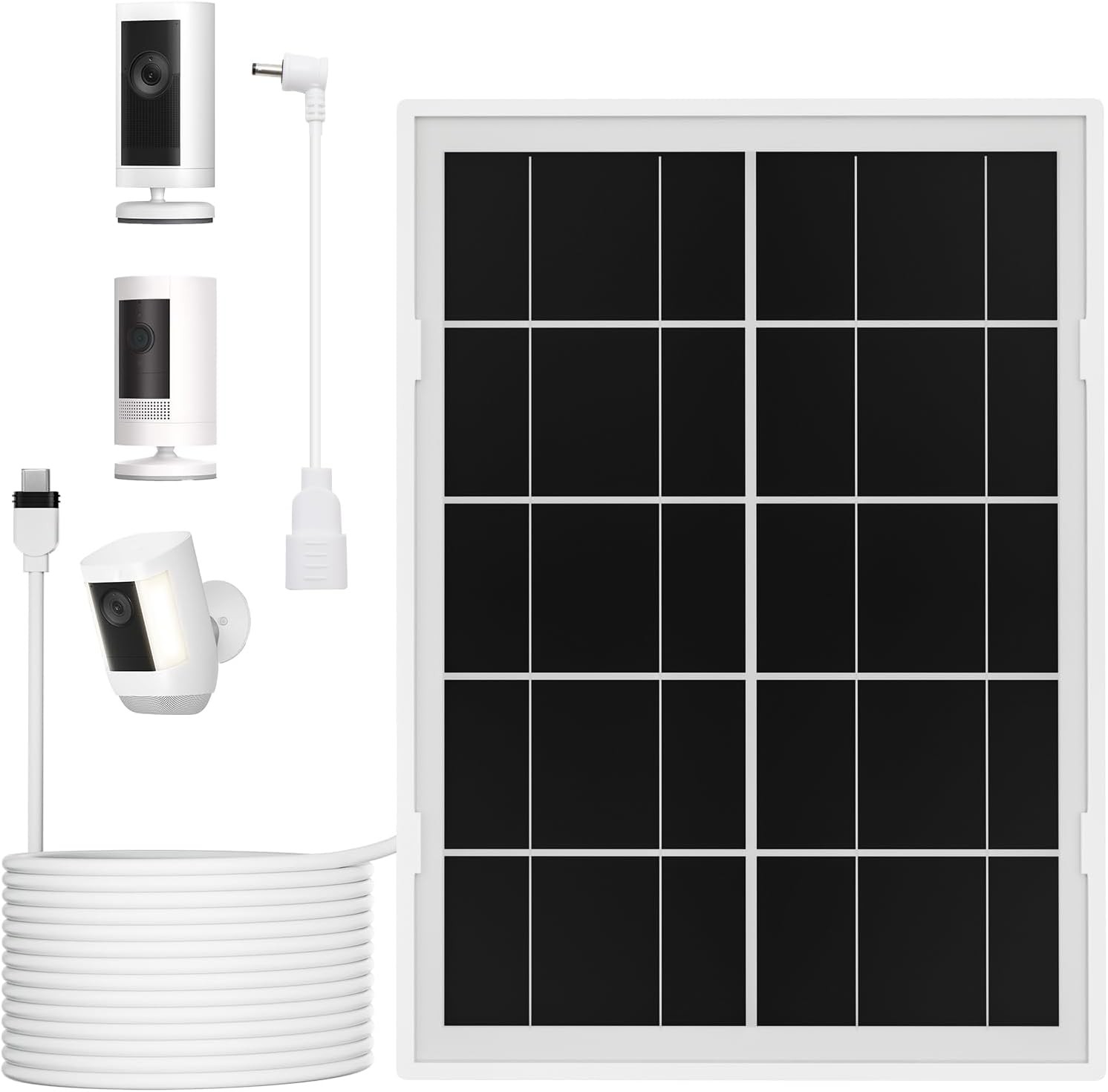 3-Pack 7W Solar Panel for Spotlight Cam Plus Pro USB-C 10ft Cable Waterproof