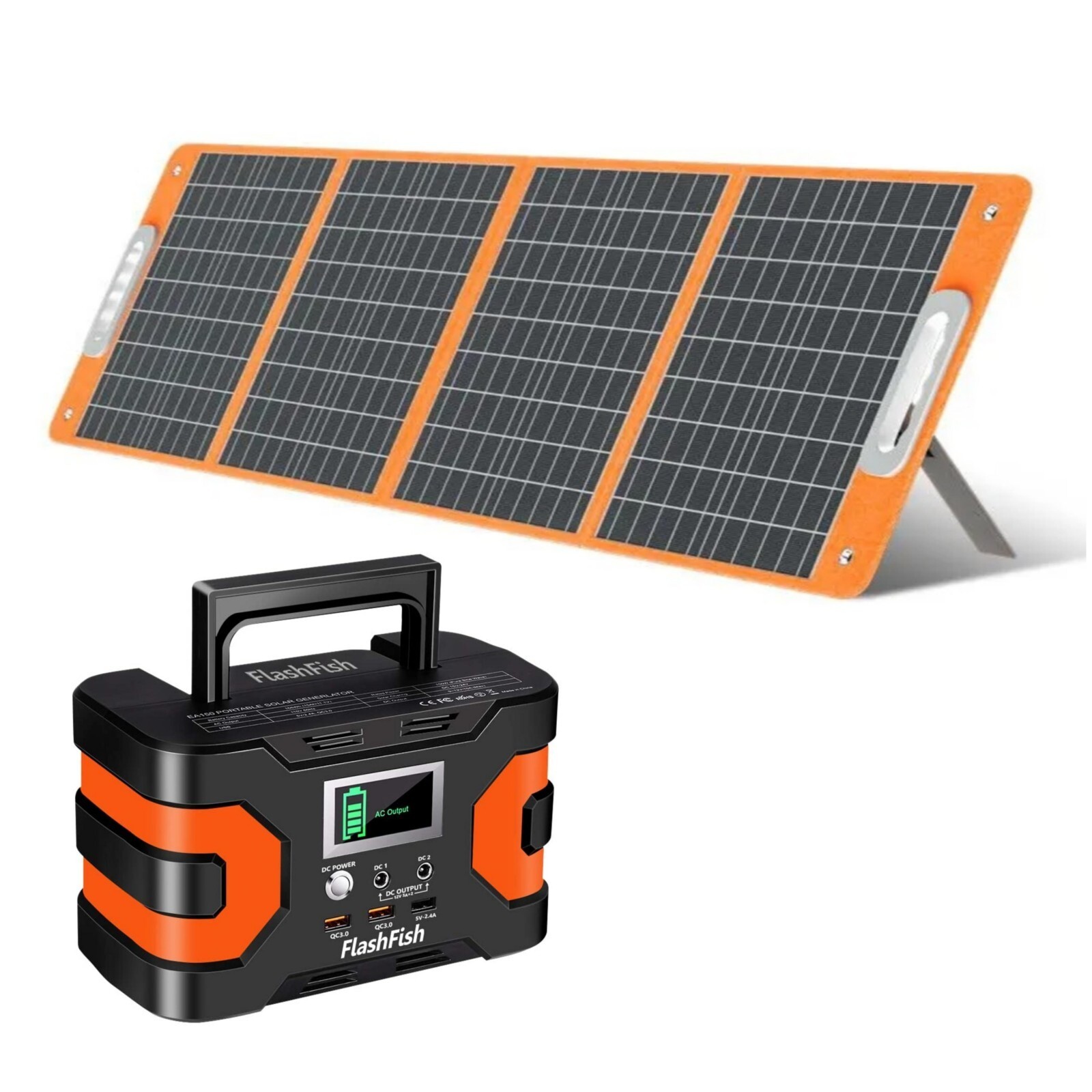 Flashfish Solar Generator Portable Power Station with Solar Panel Foldable 100W