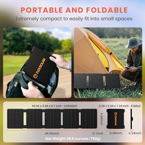 Upgraded Portable Solar Panel Chargers with PD2.0 USB-C,QC3.0 USB-A and 40W