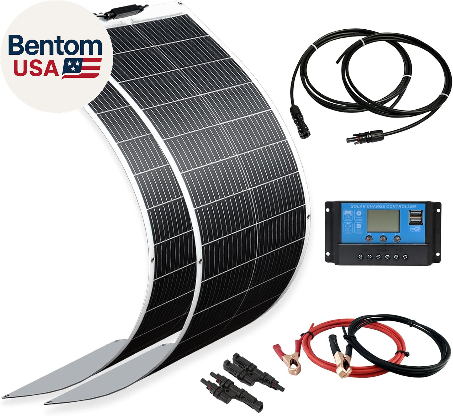 Solar Panel 200W 12V Flexible System Kit,2X100W Monocrystalline Fiberglass Modul