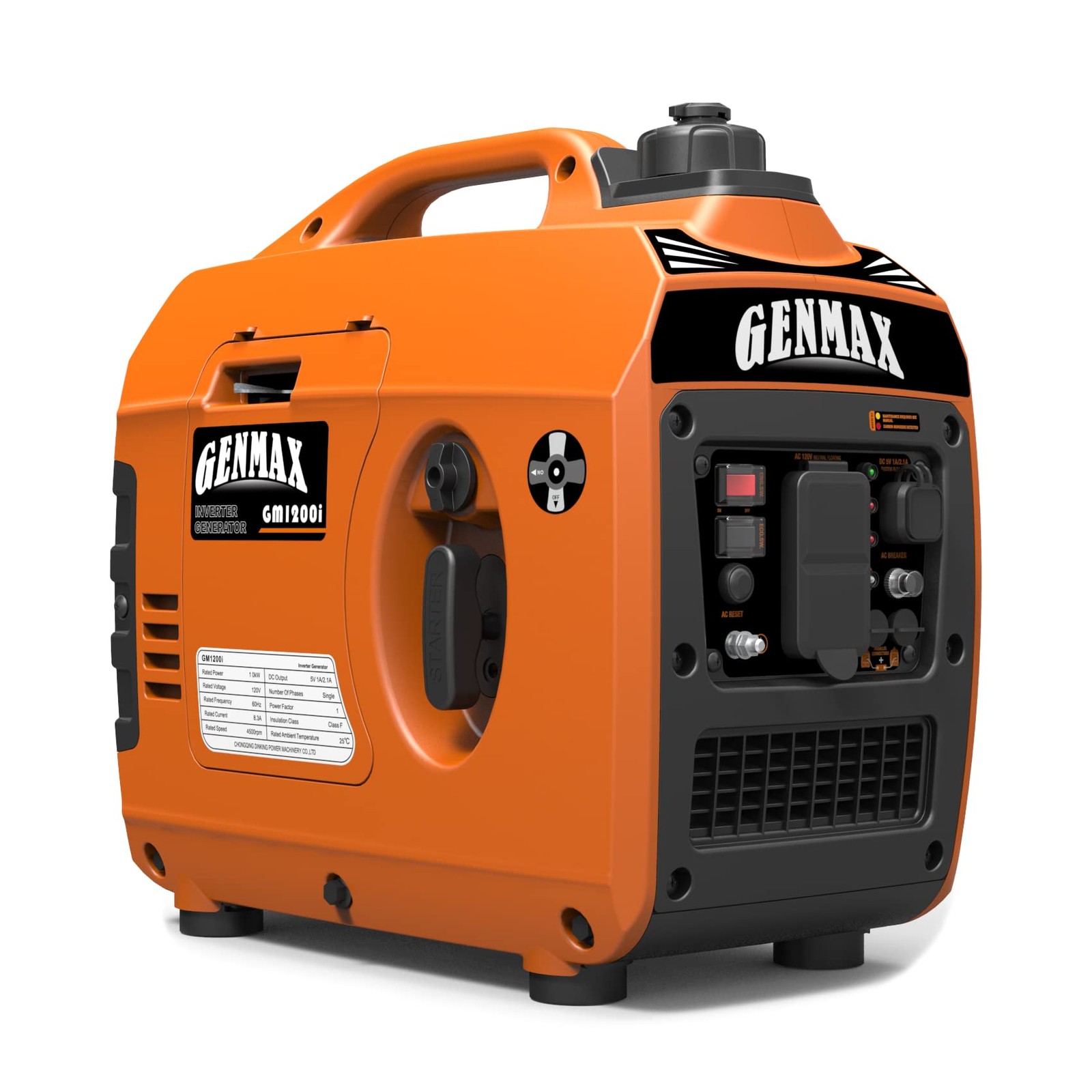 GENMAX Portable Generator，1200W Ultra-Quiet Gas Engine, EPA Compliant, Eco-Mo…