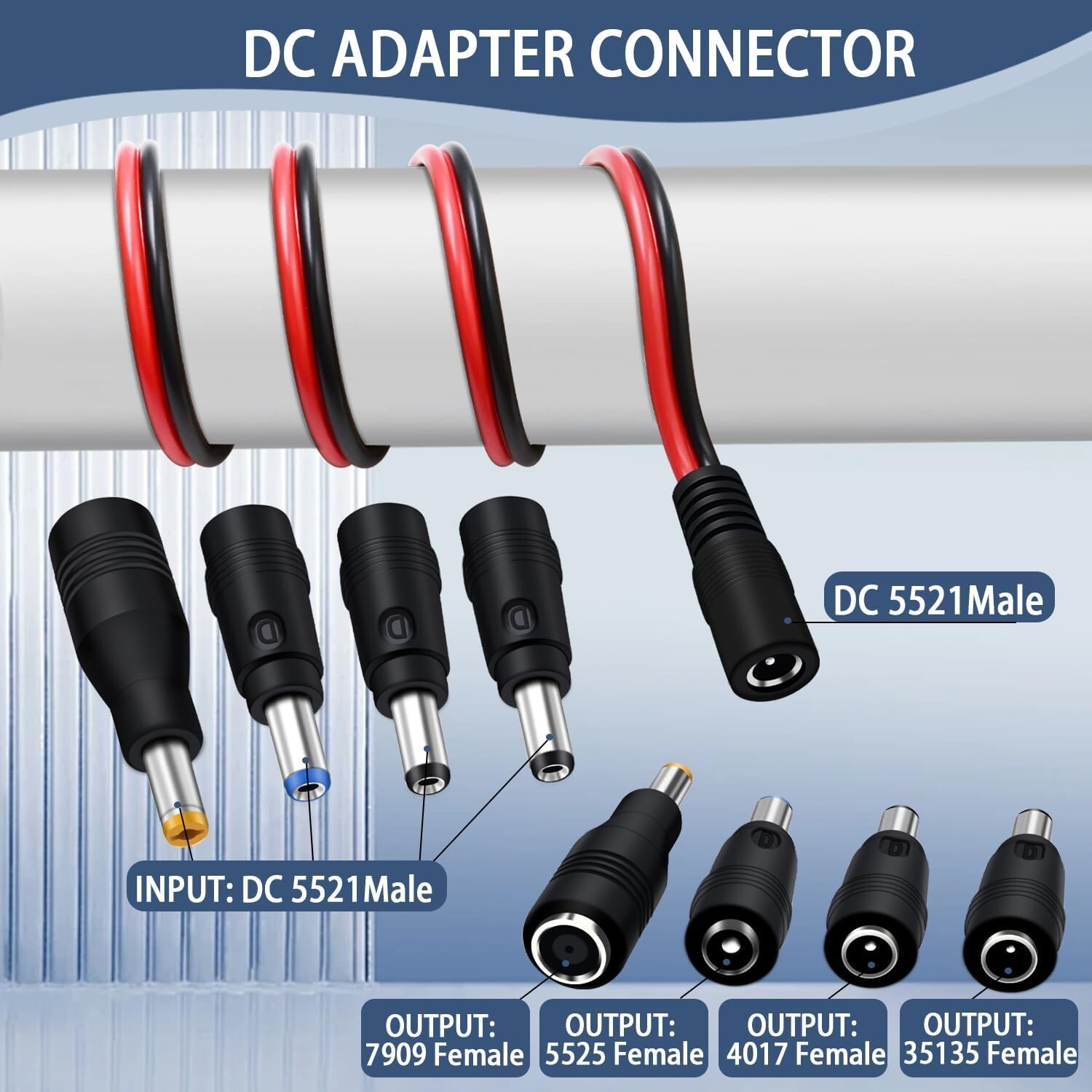 (2 Pack) SAE to DC Adapter for Jackery Solar Panel, to DC5521 Connecto