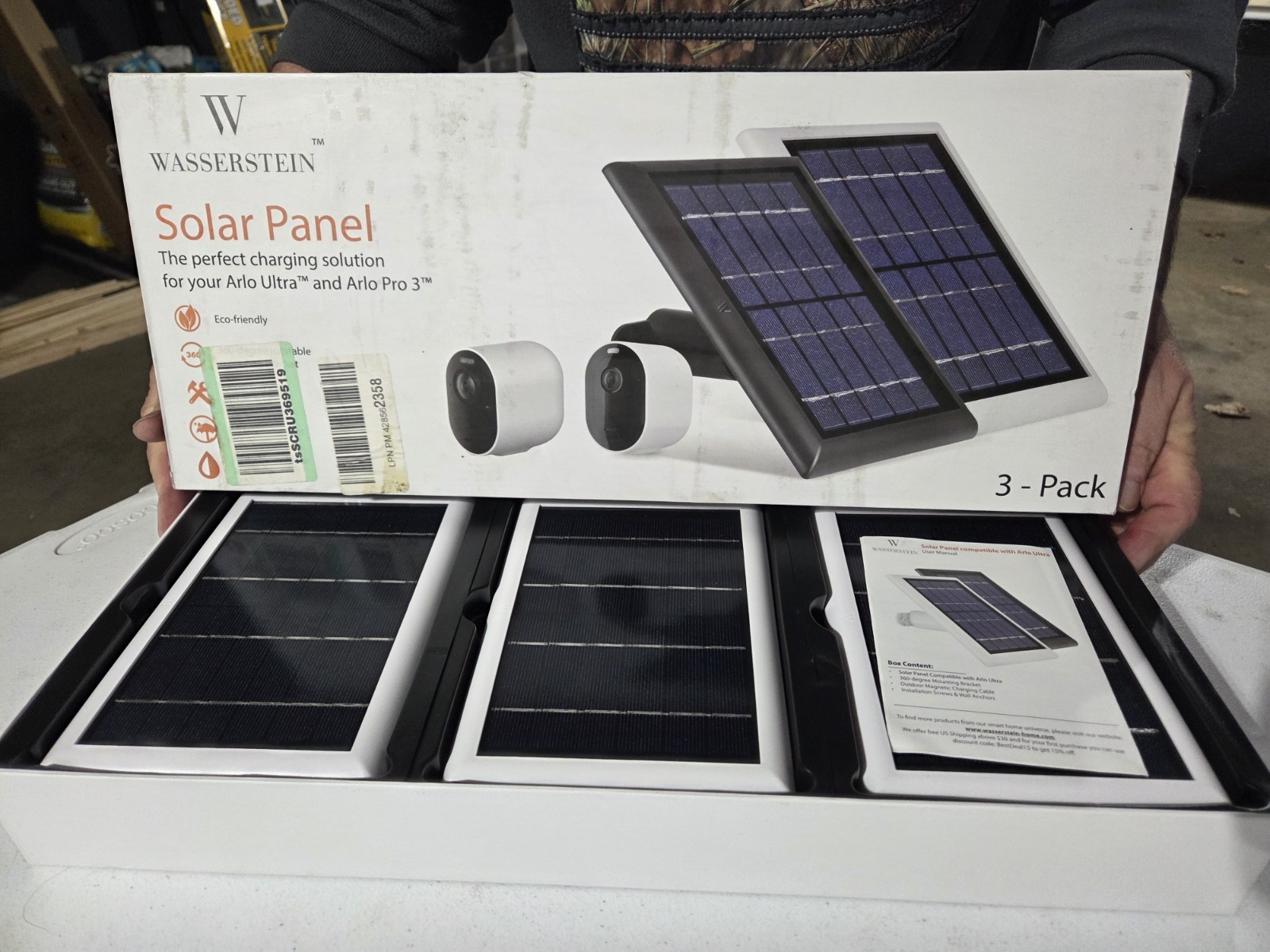 Wasserstein 3 Pack Solar Panels For Arlo Ultra and Pro 3. WHITE