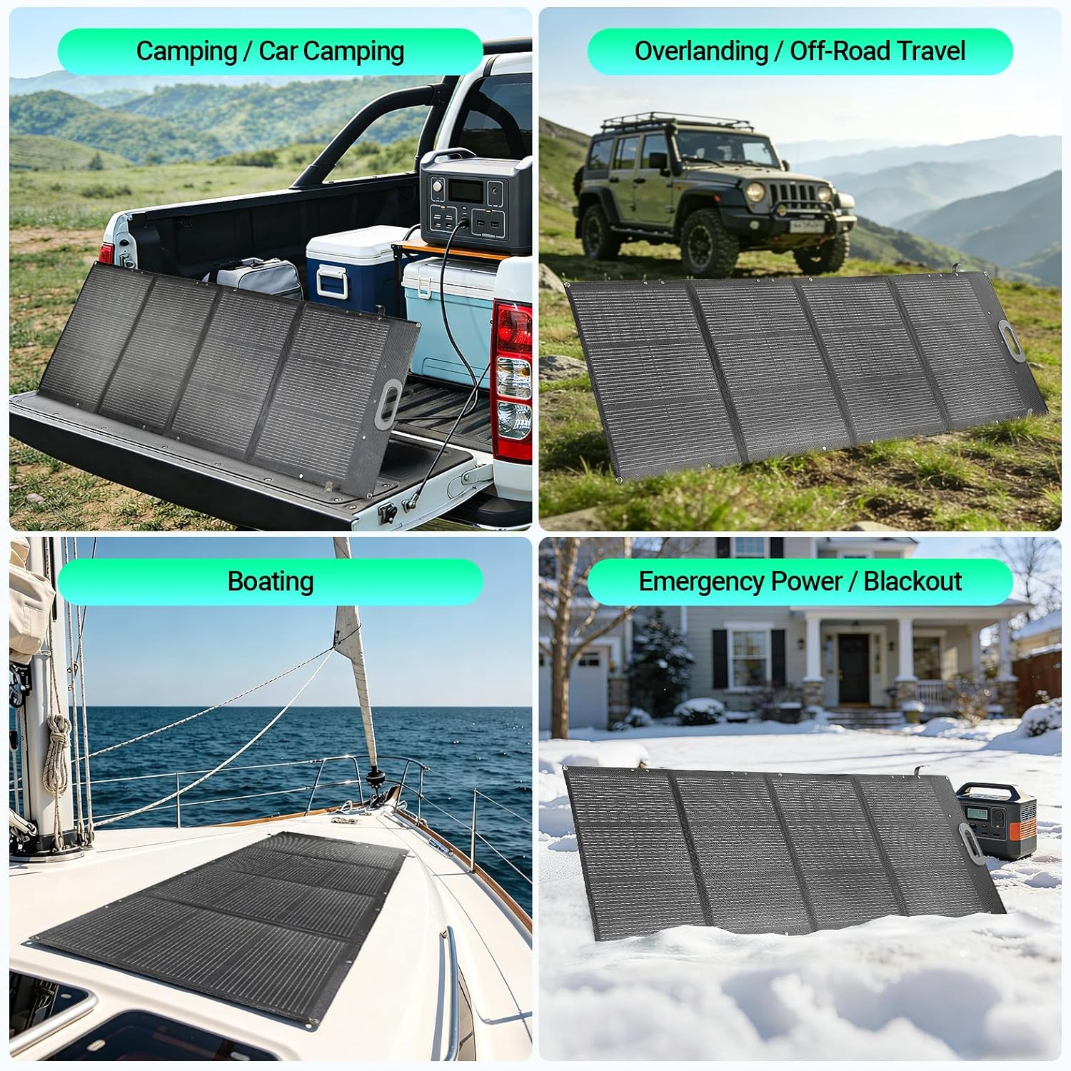 200W Ultra-Light Portable Solar Panel for Power Station & Solar Generator, 25% H
