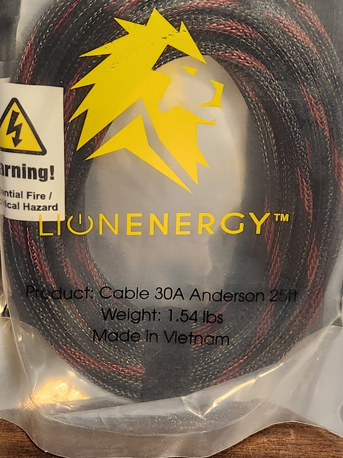 LION ENERGY Solar Power Connector Anderson Cable 25 Ft 30A Nylon Sheath