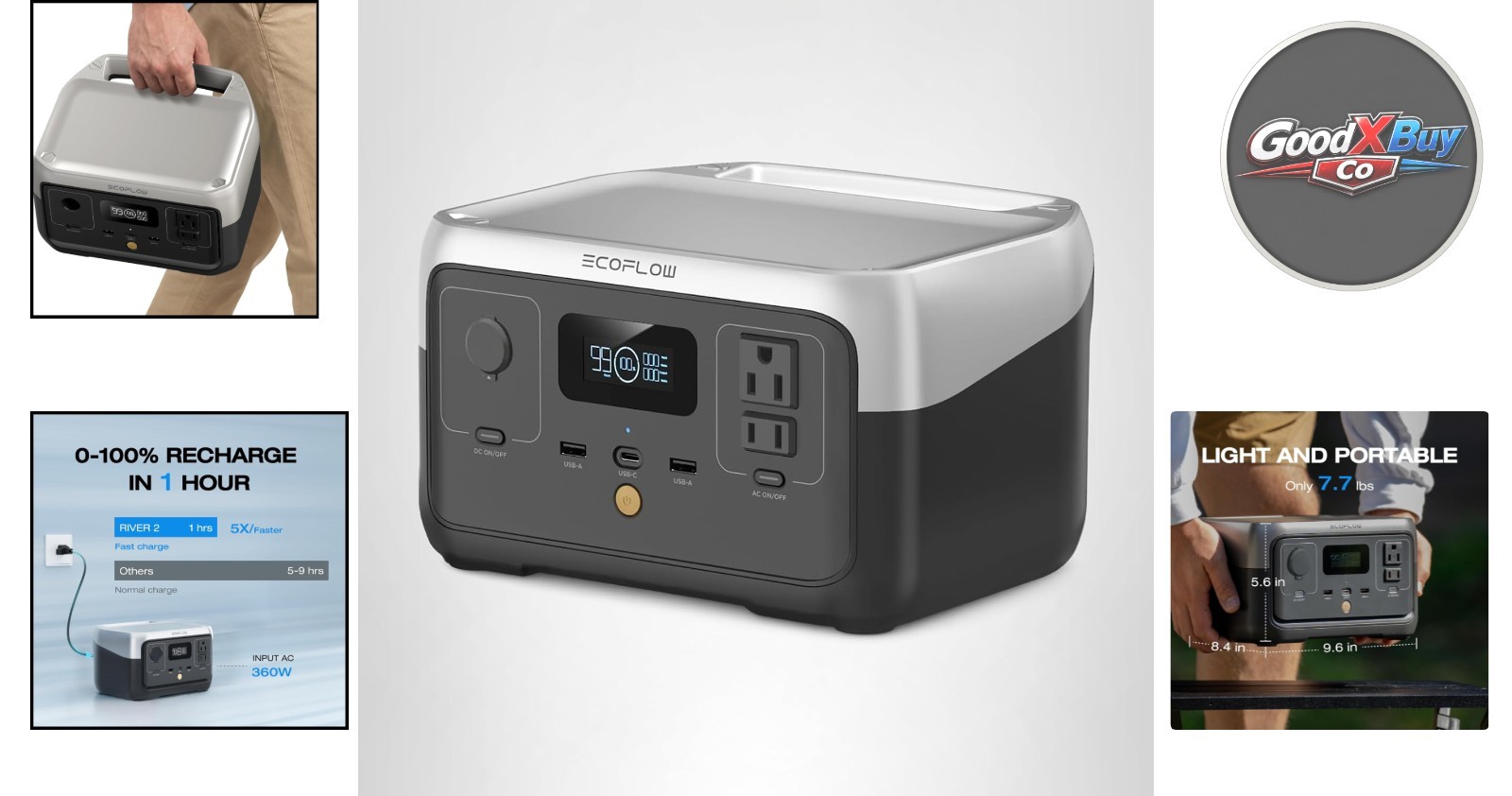 EcoFlow River 2 256Wh Portable Power Station Fast Charging for Camping RVs