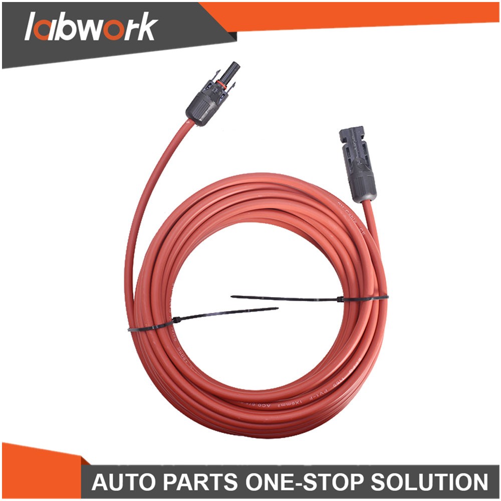 Labwork Black + Red Solar Panel Extension Cable Wire Connector 1 Pair 12/10 AWG