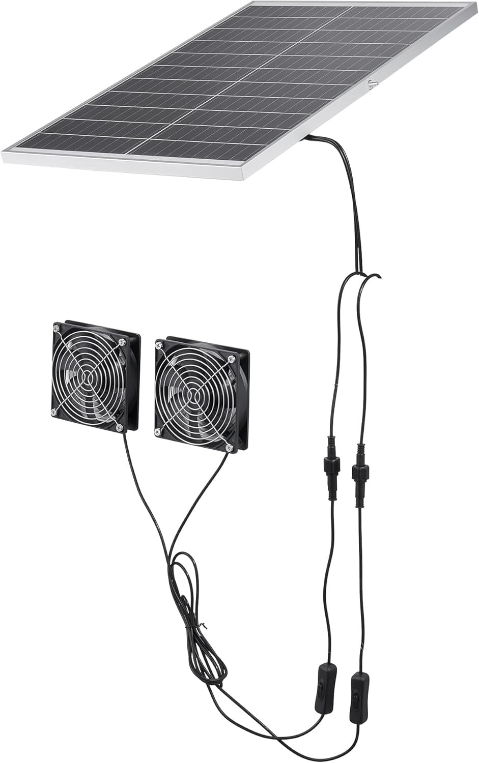 Solar Powered Exhaust Fan Kit 30W Dual Ventilation Chicken Coop Greenhouse Shed