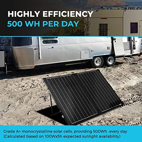 100W Portable Solar Panel, 25% High Efficiency 100W-Waterproof Controller