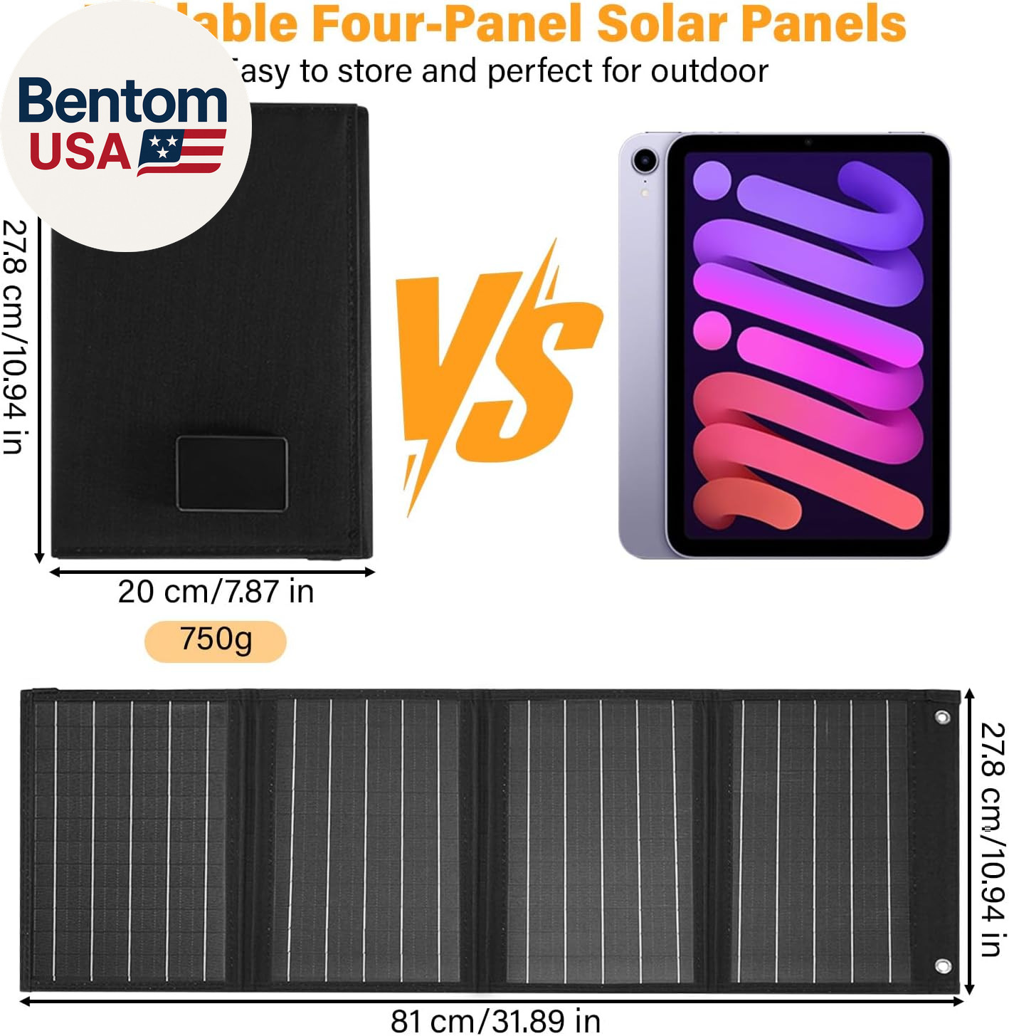 2026Upgrade 40W Foldable Solar Panel Charger,25% High Efficiency Portable N Type