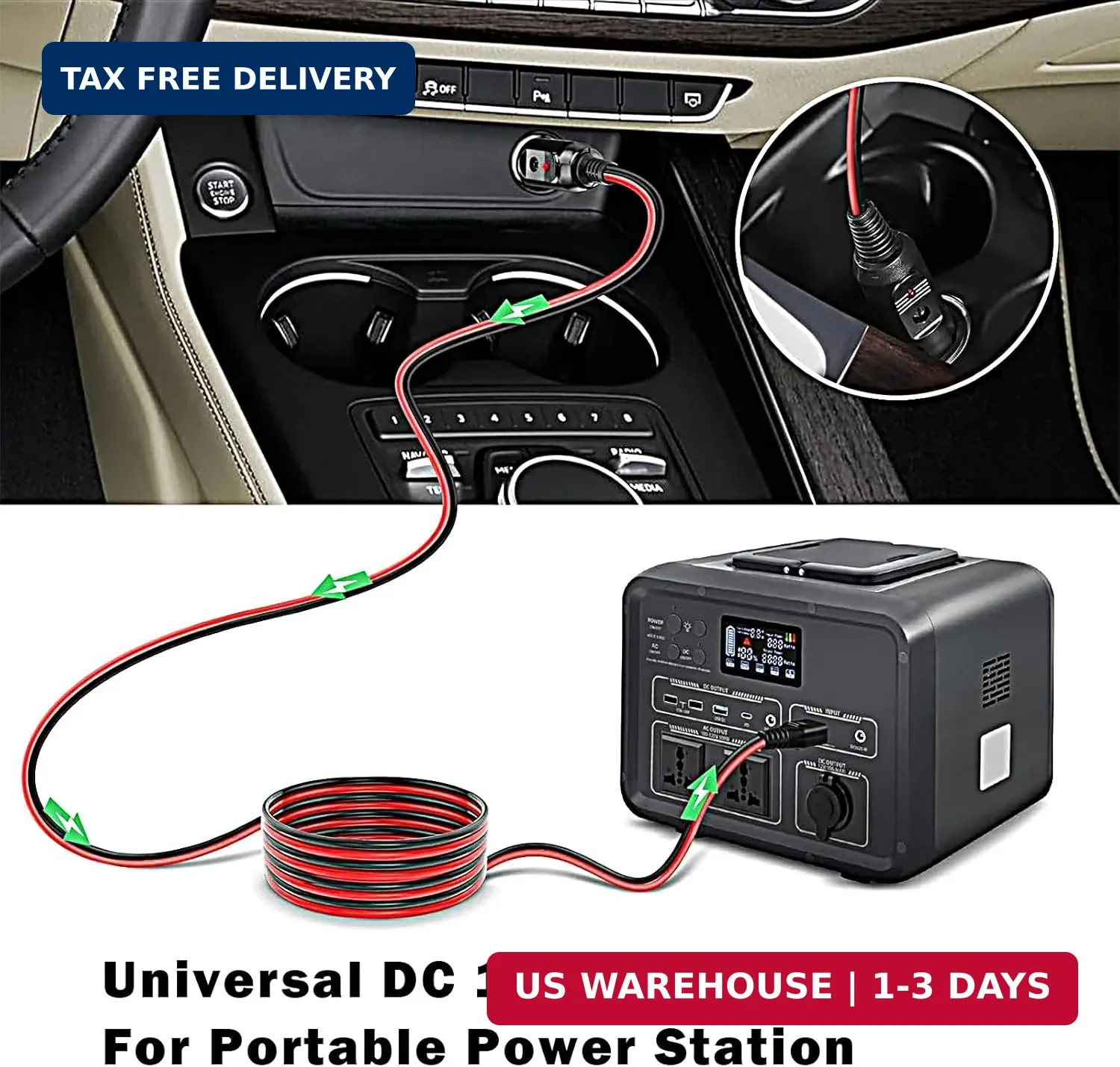 12V/24V Cigarette Lighter XT60 Car Charger Plug for Ecoflow Delta/River/River 2