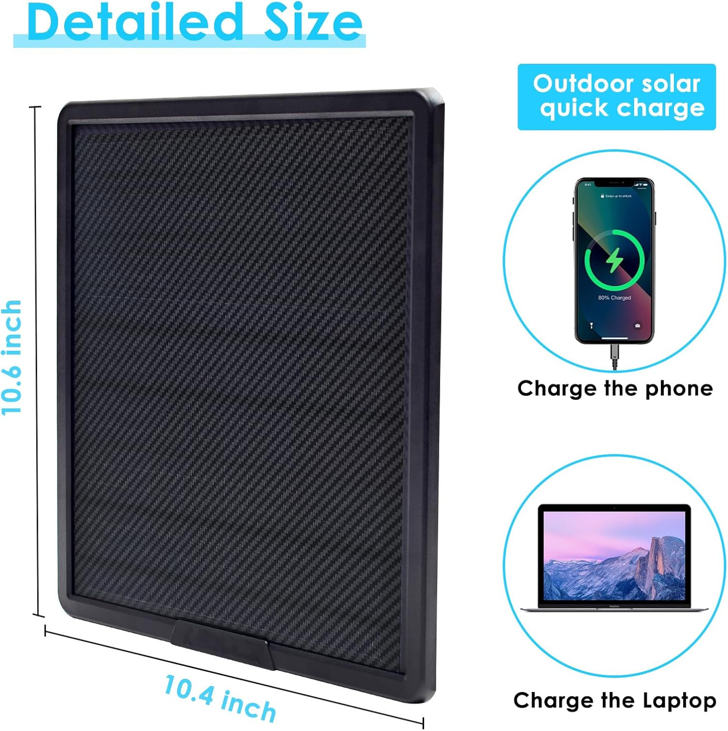 Solar Panel Kit 10W 25000Mah Outdoor Solar Charging, 5V Input,12V/9V/6V Output w