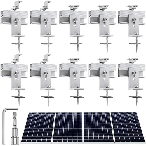 10Pcs Solar Panel Mounting Brackets Kit for Flat/Pitched Roof, Aluminum Alloy Ra