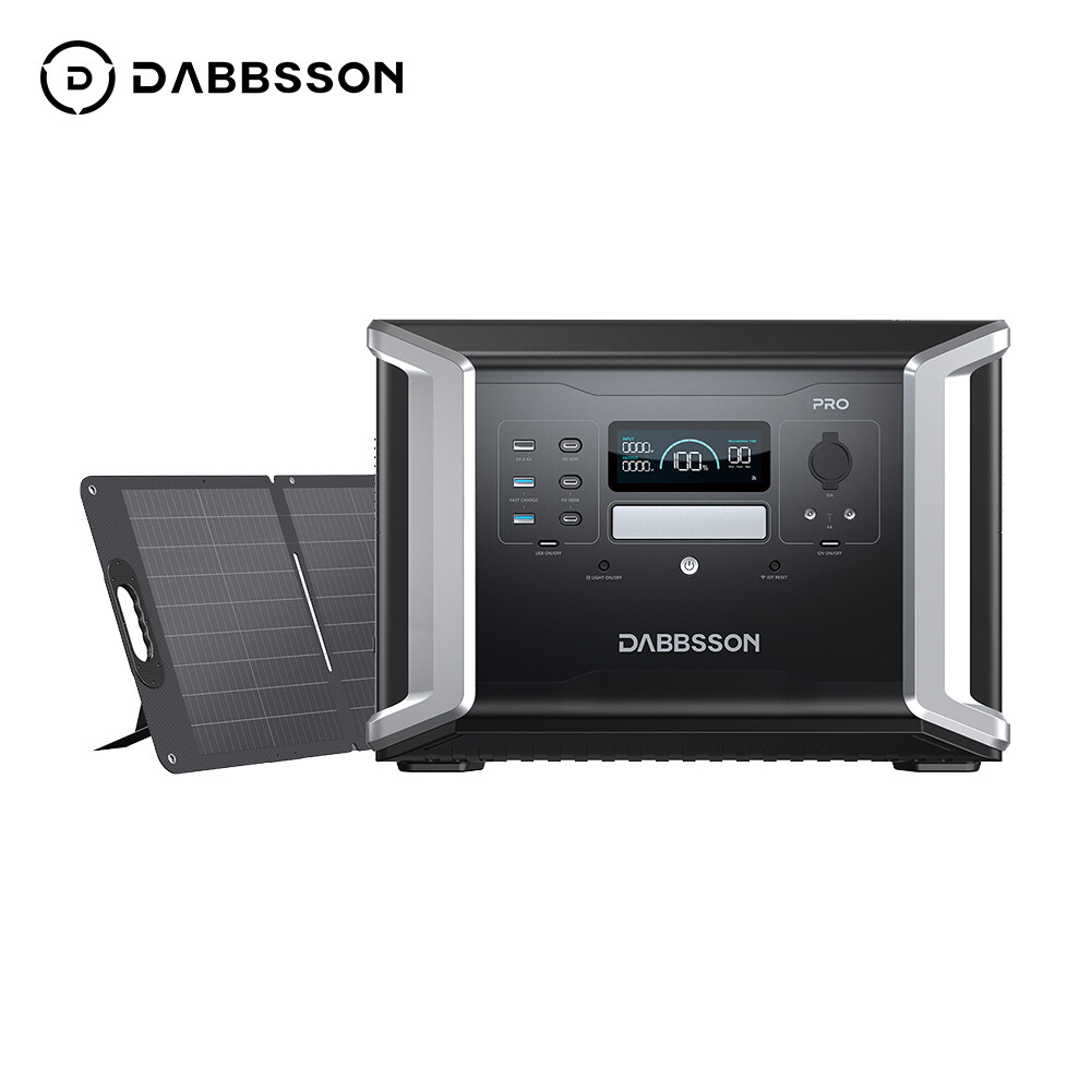 Dabbsson Power Station 1382Wh 2400W DBS1400Pro Solar Generator+120W Solar Panel