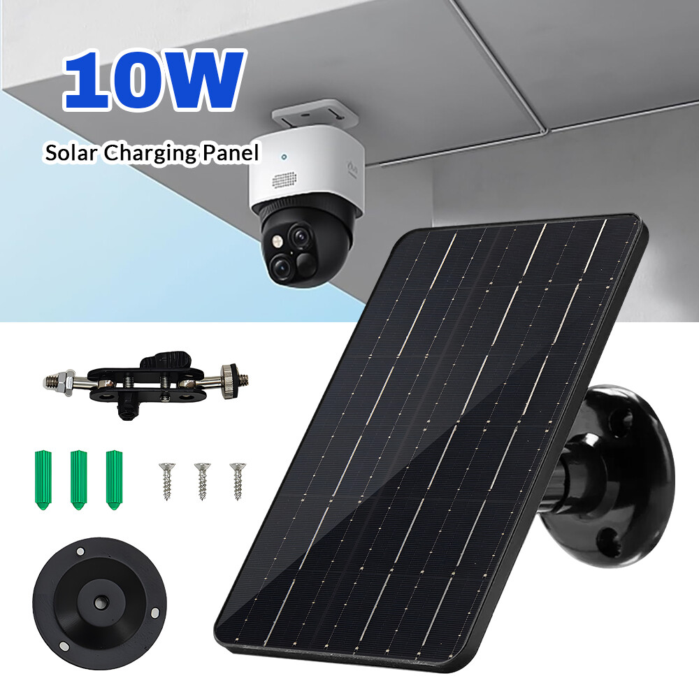10W 5V Solar Panel for Outdoor CCTV Camera Security Cam Micro USB & USB-C Port