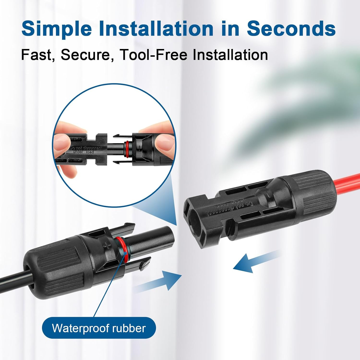 10AWG Solar Extension Cable 5FT – 2 Pack Red & Black PV Wire with Solar Connecto
